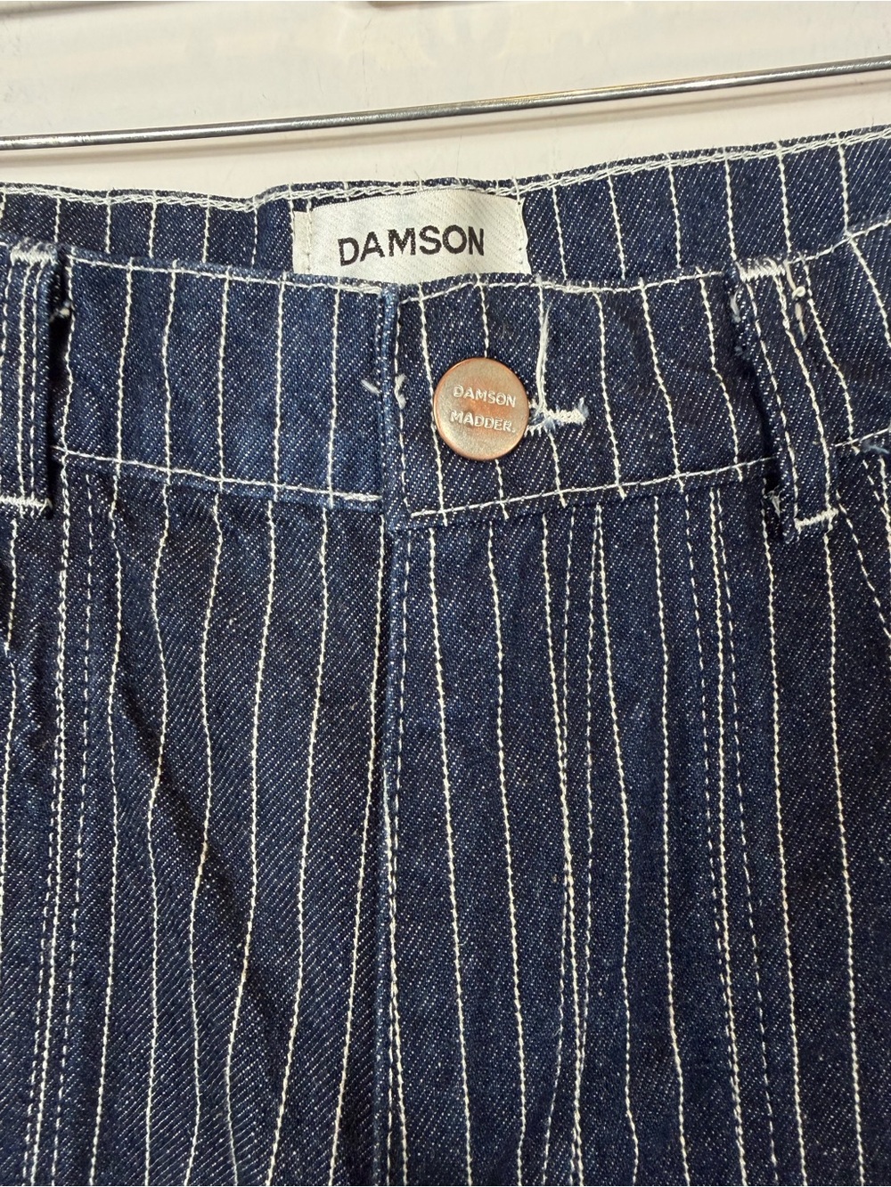 Damson Madder Pinstripe Carpenter Cargo Jeans Wide Leg Blue Size 10 - Picture 6 of 11